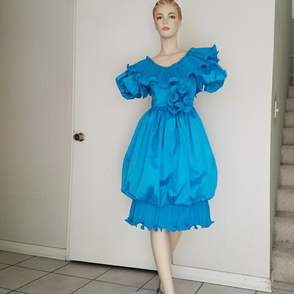 Alyce Design Haute Couture Blue Dress sz 2
